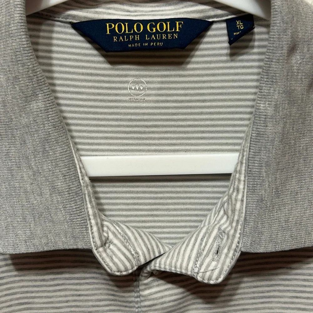 Men's Short Sleeve Golf Polo Shirt - Gray Striped